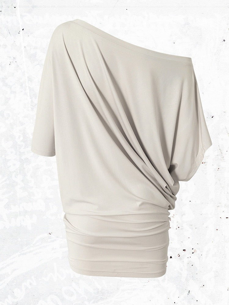 Asymmetrical Batwing Sleeve Bodycon Dress with Wing Print - NO ROMANCE