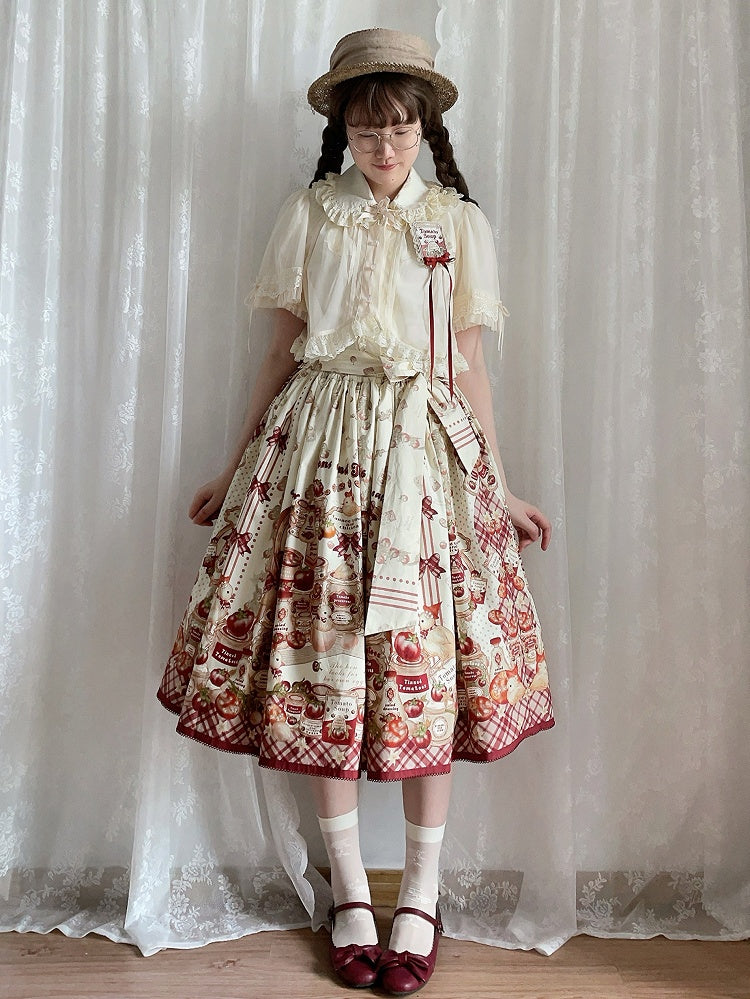 Chick Tinned Tomatoes Egg Hen and Country Skirt / Fried Lolita Print
