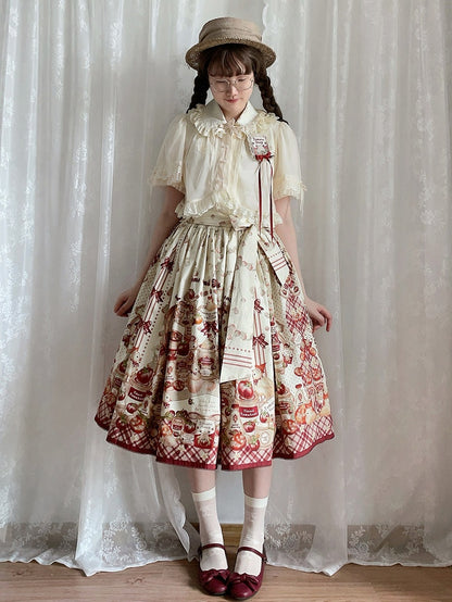 Chick Tinned Tomatoes Egg Hen and Country Skirt / Fried Lolita Print