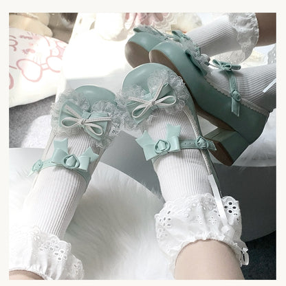 Heels aus Grass Top Lace - Sweet Mid Trim Bow Green