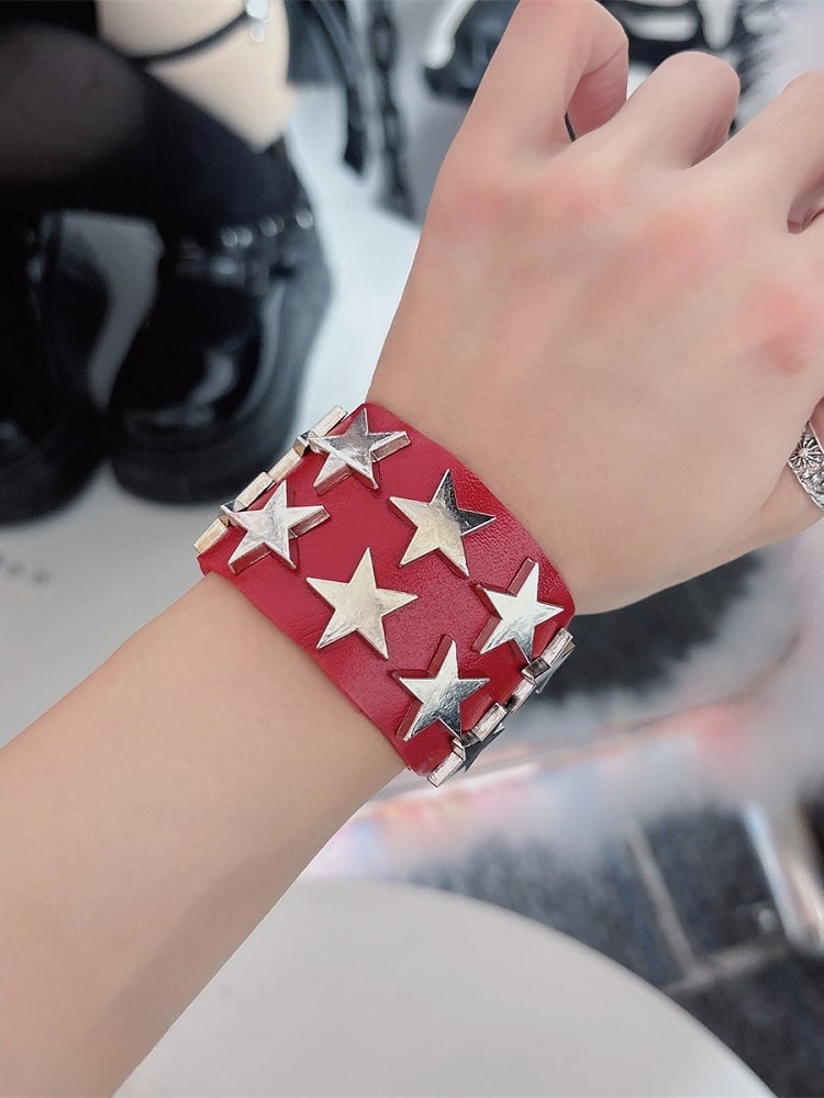 Rock Star Schwarz/Rot/Pink Armband Punk