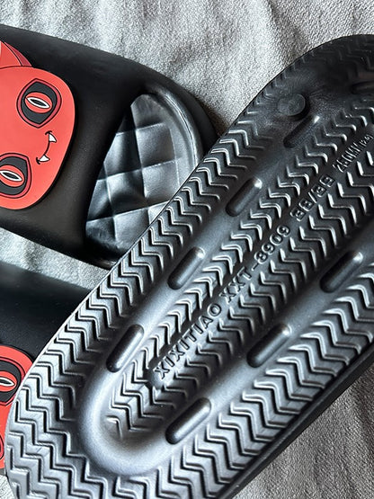 With Slippers Red Applique Gothic Black Summer Devil