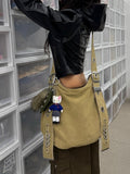 Chic Brown Punk Tote Bag With Adjustable Strap Crescent