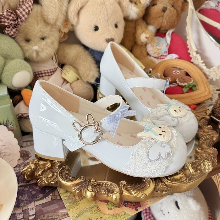 Blue Sweet Bunny Mary Janes with Lace Trim by Cherry Bunny