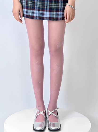 4色展開 ロゼット柄タイツ