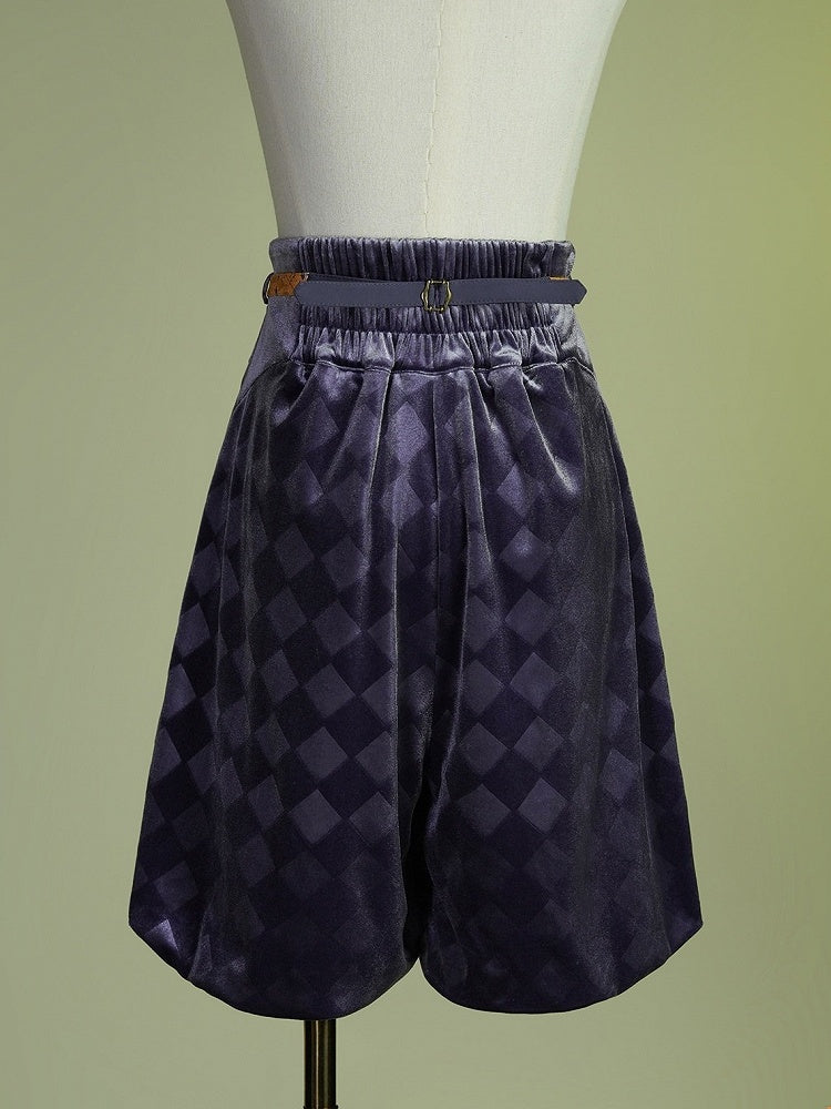 Yellow & Purple High-Waist Checked Bloomer - Neoludwig