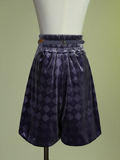 Yellow & Purple High-Waist Checked Bloomer - Neoludwig