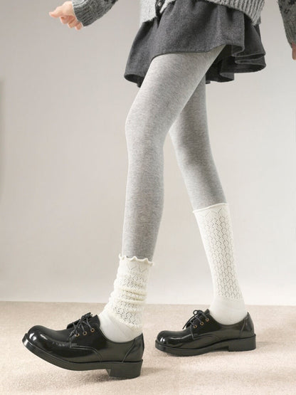 Colors Calf 4 Trim Knitted Socks Ruffled