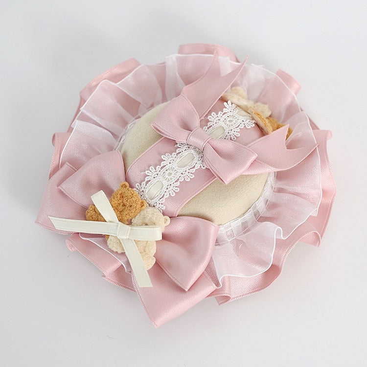 Lolita Pink Mini Bear with Hat Gorgeous Bowknot Decoration