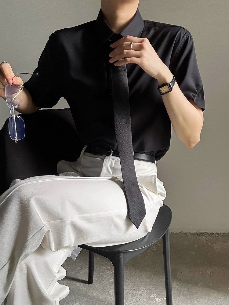 Placket Polo Lolita Youthful Collar with Ouji Shirt Button Black Short-Sleeve