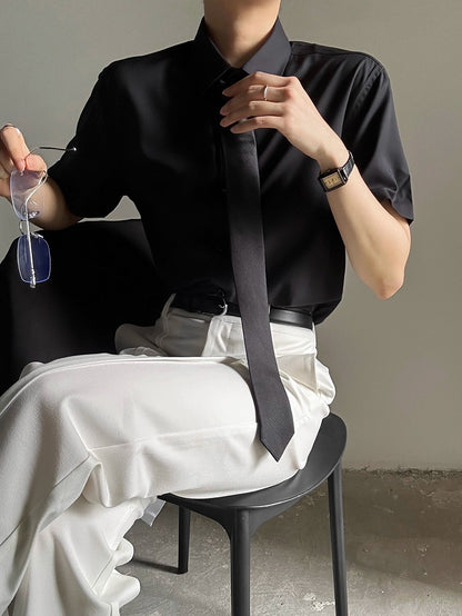 Placket Polo Lolita Youthful Collar with Ouji Shirt Button Black Short-Sleeve