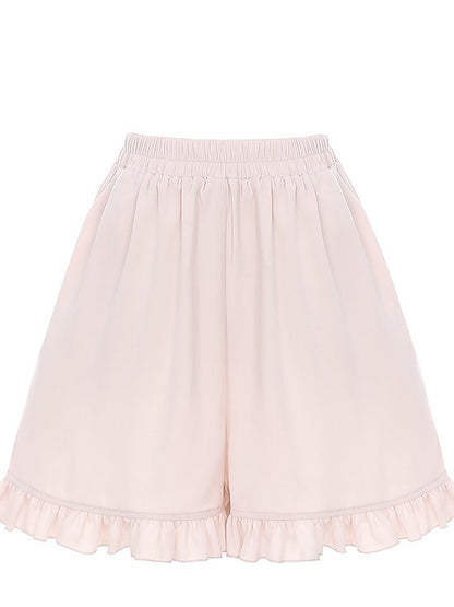 Pale Pink & White Ryousangata Two-Piece Set - Off-Shoulder Lace Long Sleeve Gown + Coordinating Shorts - Puppet Bombs