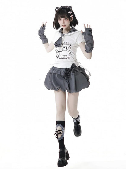 黒の水玉模様のハンドメイド蝶結び