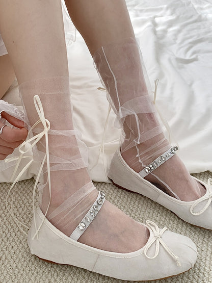 Sheer Bowknot Options Socks Loose 2 Calf Details