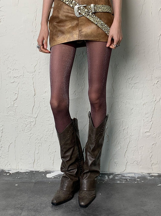 ワインレッド Y2K シマーリングタイツ