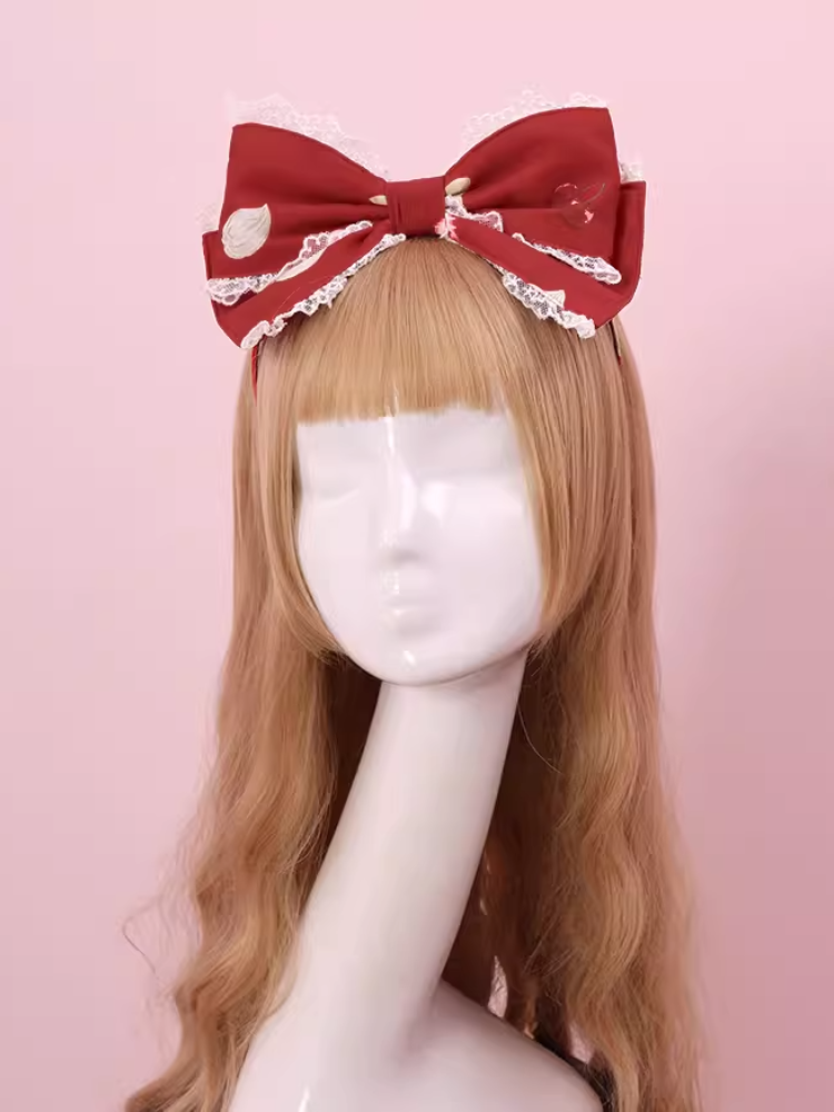 Sweet Lolita KC Rote Spitzenborte mit großer Schleife
