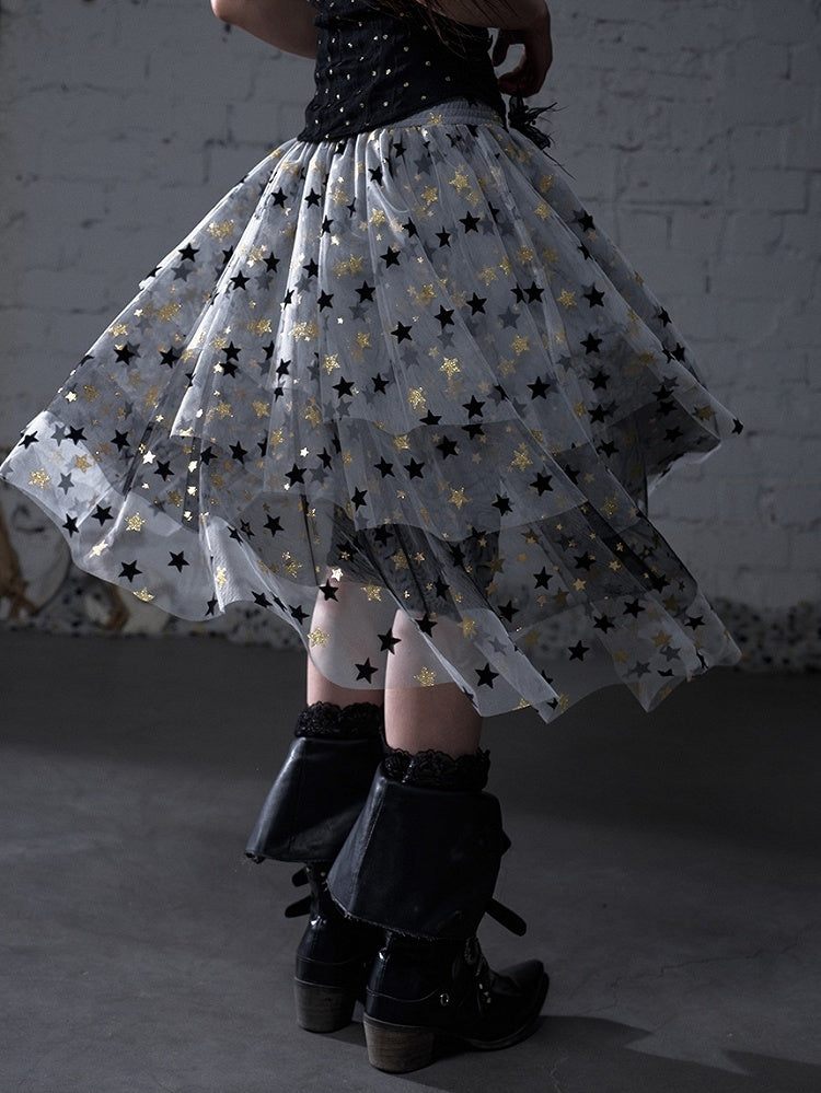 Kleid Balletcore Stufenrock aus Netzstoff, trägerlos, Grau/Asche