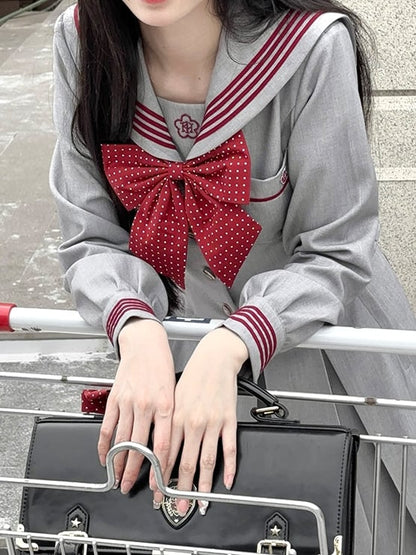 Bow Uniform Polka-dot Red Pattern JK Tie