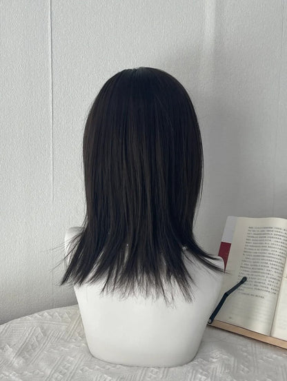 Wig Black with Air Straight Bangs 45CM Tea