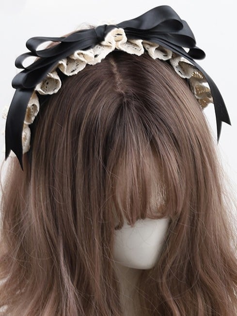 KC Black Lolita Lace Bow Accents