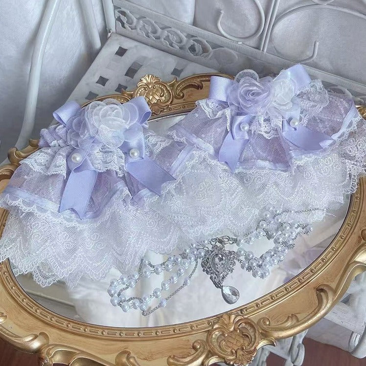 Cuffs Lace Lolita Wrist Flower Bow Decorated