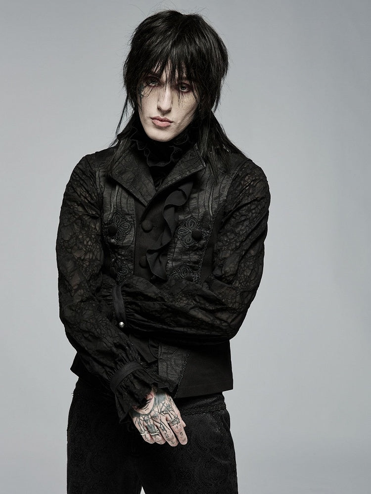 Vest Men's Black Jacquard Noble Gothic