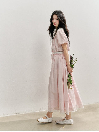 Trim Style Pink with Lace Skirt Kawaii