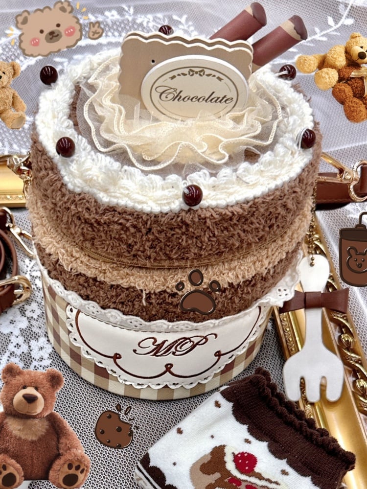 ブラウンのチェック柄スイートチョコレートカップケーキバッグ