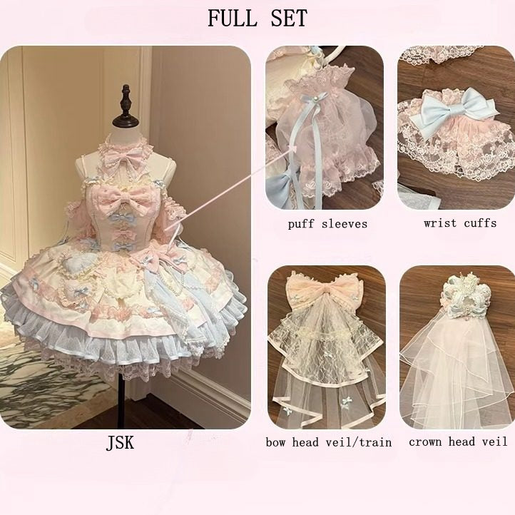 Rainbow Halter Lolita JSK Full Set | Sweetheart Macaron Lolita
