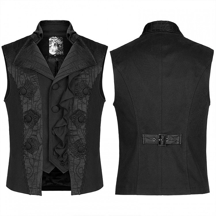 Vest Men's Black Jacquard Noble Gothic