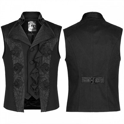 Vest Men's Black Jacquard Noble Gothic