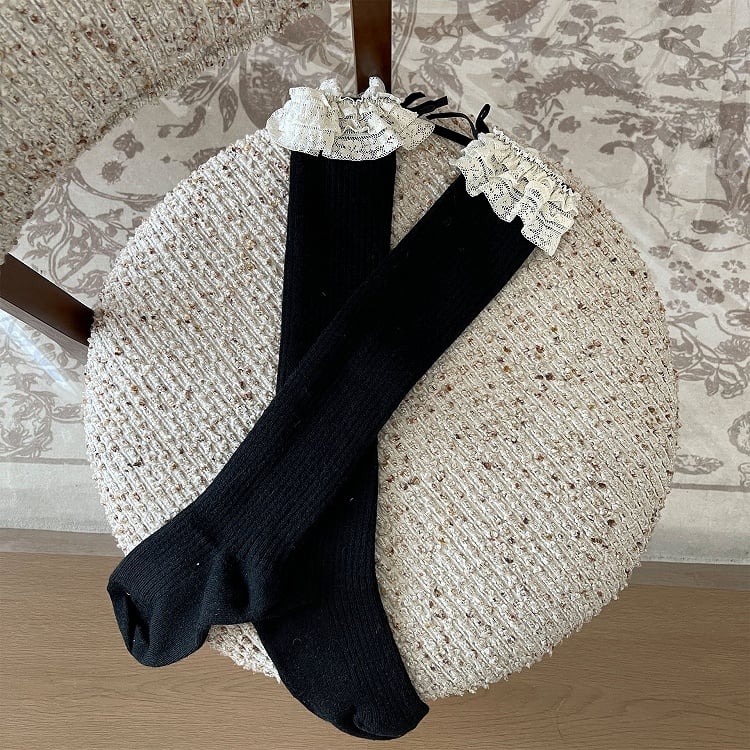 5 Trim Bowknot Three-Layer with Colors Socks Decorations Calf Lace