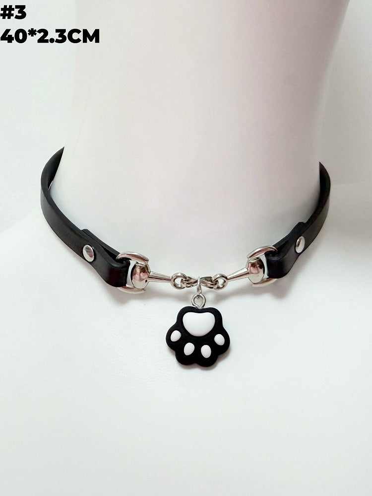 3 Options Cat Paw Pendant Studded Choker