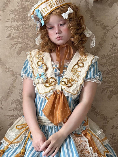 Plush Sailor Bear Lolita Brooch in Blue/Yellow - Twin Bear Original Design