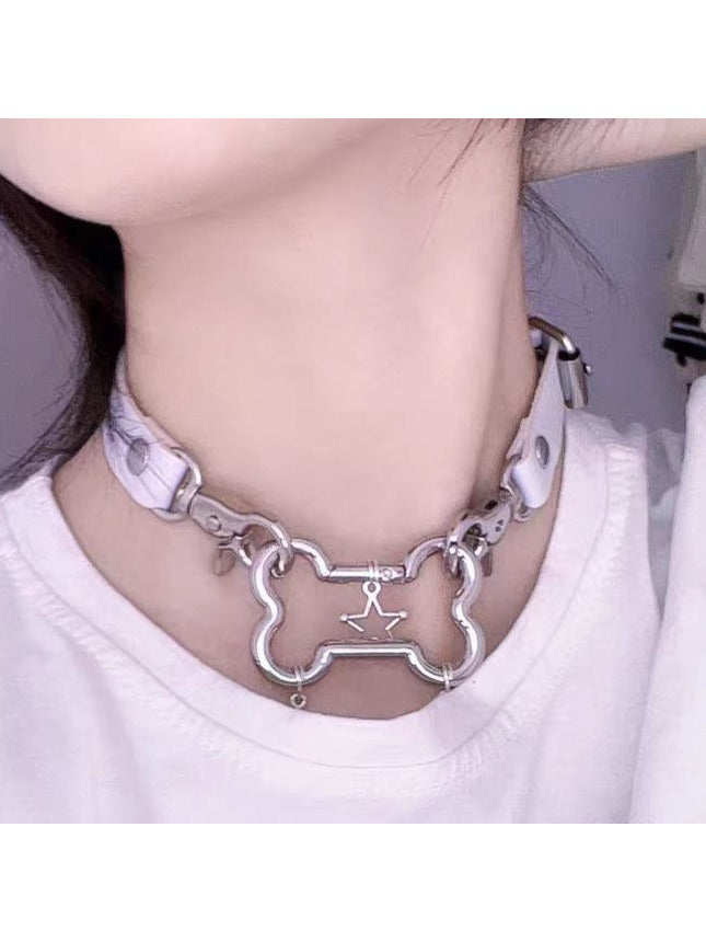 PU Star & Bone Pendant Choker - Kiwi Store