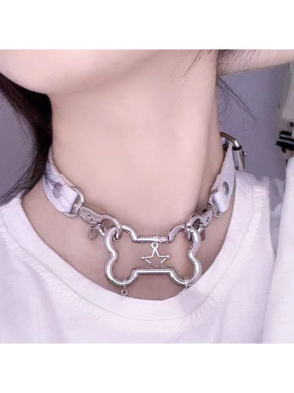 PU Star & Bone Pendant Choker - Kiwi Store