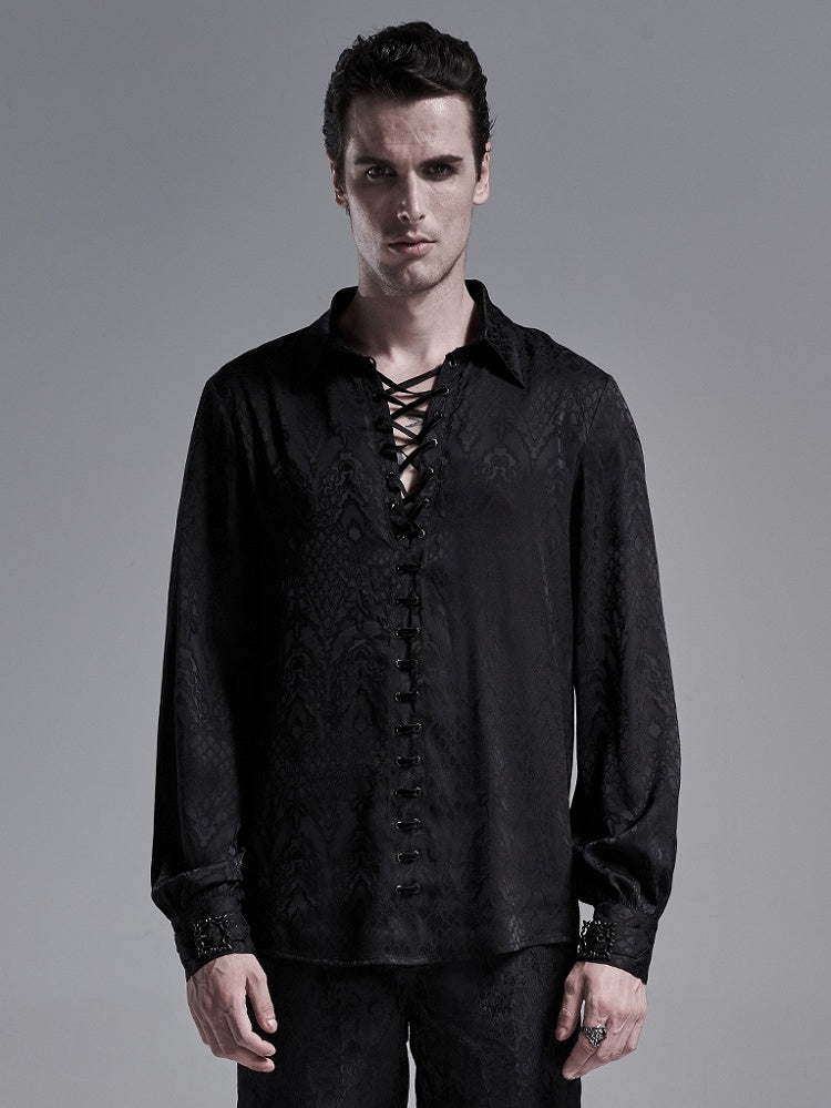 Shirt Men's Jacquard Gothic Black