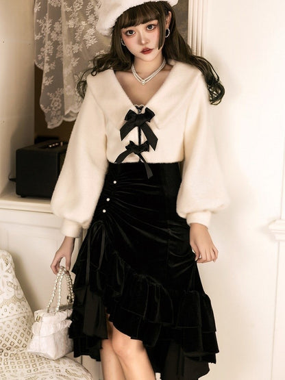 Dress Elegant Coat + Set Classic Black Mermaid Lolita