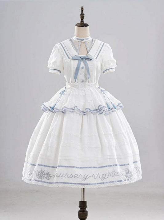 Robe de marin cousue ivoire et azur avec col amovible - Honey Machine