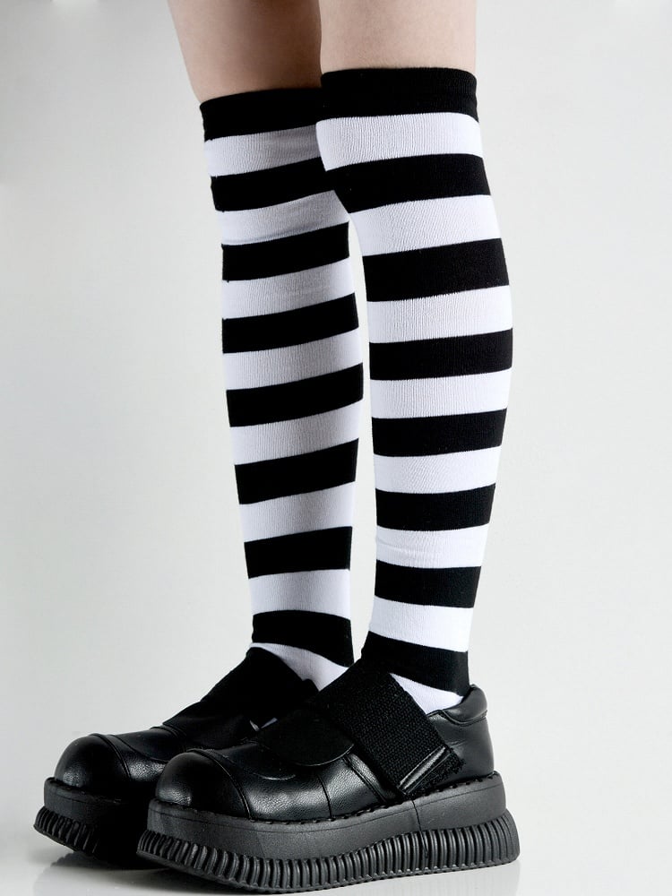 5 Colors Striped Pattern Over Knee Stockings