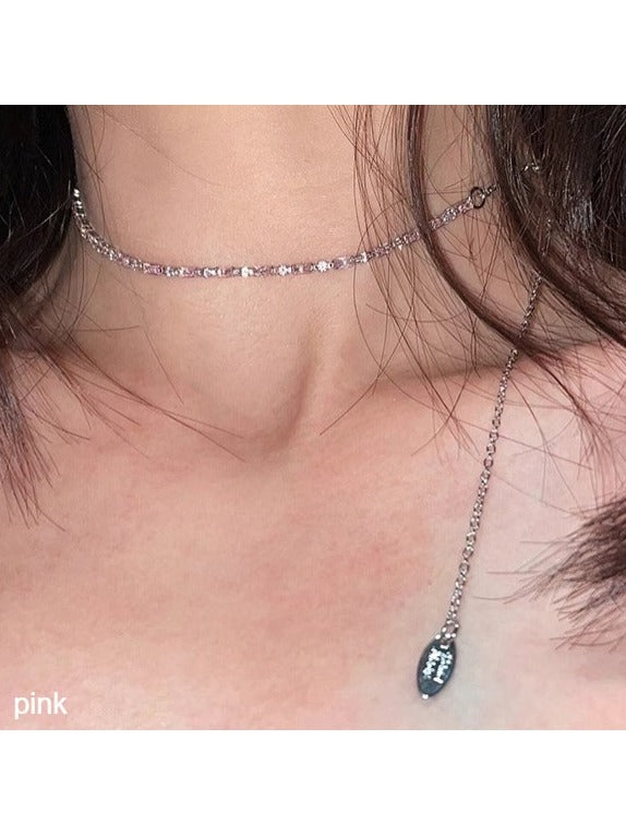 Rhinestone-Adorned 4-Tone Choker