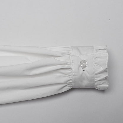 Retro Wide Goth Shirt Shoulder White
