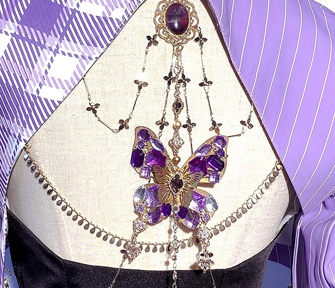 バイエルン / セット ブレザー クロップドトップ フルスカート コルセット ロリータ アウトフィット - スタイル ウエストコート パープル オクトーバーフェスト