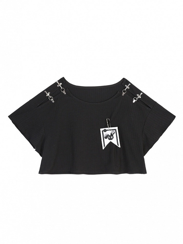 Monochrome Kawaii Multi-Piece Outfit: Top, Dress, Skirt & Warmers