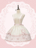 Sweet Pink Beige Adjustable Strap Skirt with Heart Bow Details - U.Rtto
