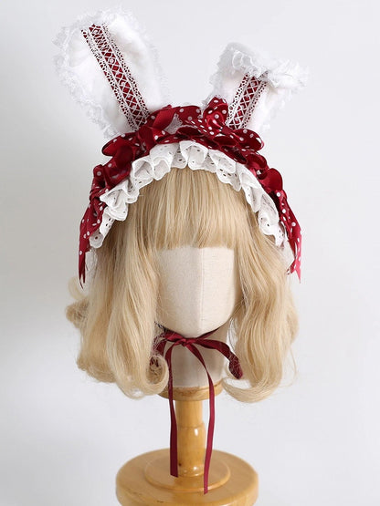 7-Color Lolita Dot Bunny Ear Design) (Polka Lace Fluffy Hairbands