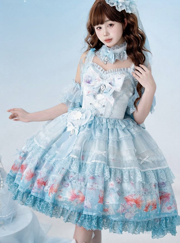Blue Heart Shell Brooch Sweet Lolita Pin - Mewroco