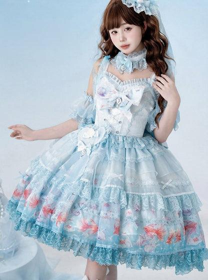 Blue Heart Shell Brooch Sweet Lolita Pin - Mewroco