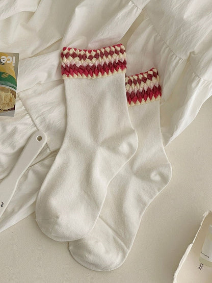 Kalbsrote/Gelbe/Blaue/Weiße Lolitasocken