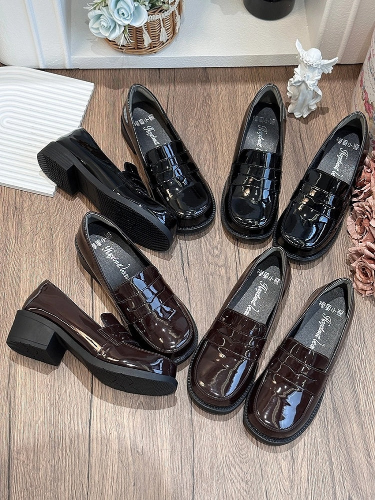 PU 2,5 cm mit Slip-in Brown Fit Heel Loafers Lederdesign